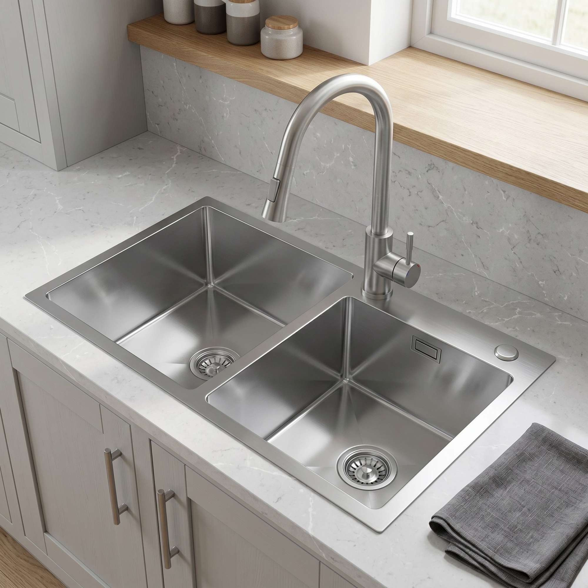 Z charakterem kuchnia - zestaw z zlewozmywakiem stalowym SINK